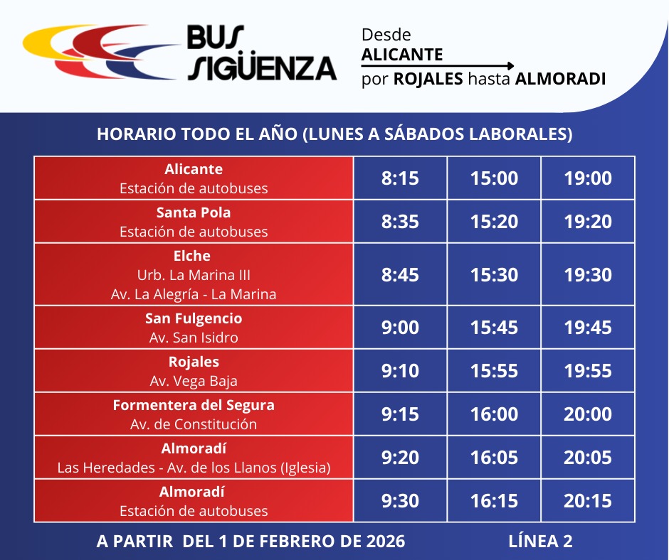 HORARIO ALICANTE ALMORADI